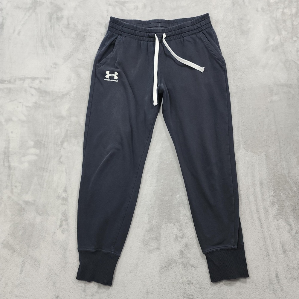 Under Armour Pants Womens L Black Rival Fleece Jogger Drawstring Sweat Casual